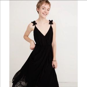 NWT Madewell Black Ruffle-Strap Wrap Dress